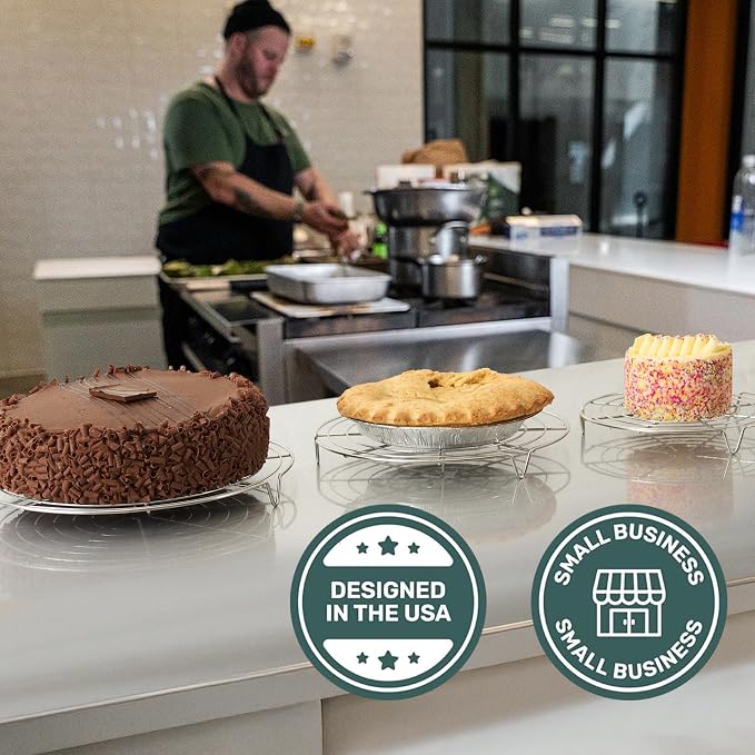 3 Set Round Cooling Racks for Baking (7.5, 9 & 10.5 Inch) | Oven & Dishwasher-Safe, 100% Stainless Steel, Steaming and Baking Rack , Fits Air Fryer, Pressure Cooker & Cake Pan