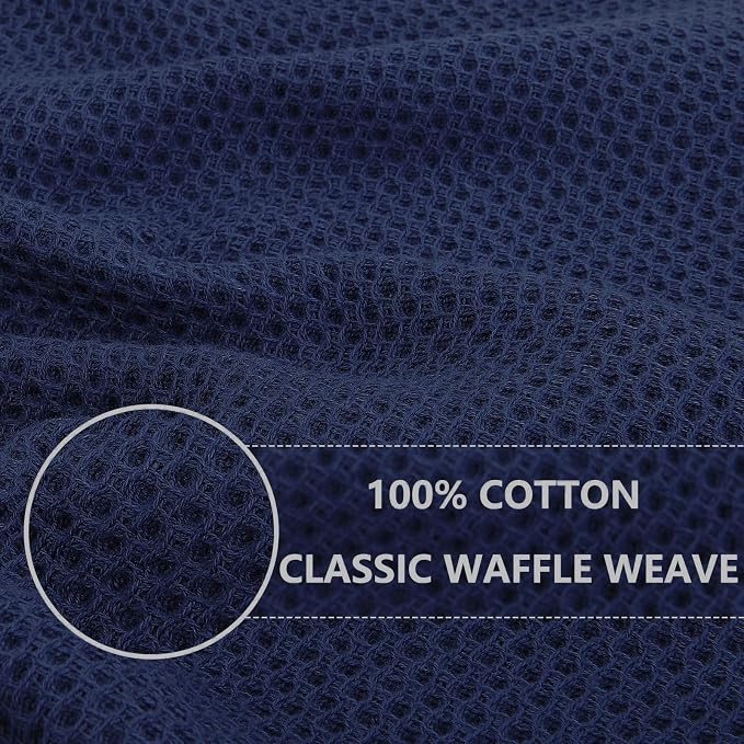 Homaxy 100% Cotton Waffle Weave Kitchen Dish Towels 6-Pack, Dark Navy | 13 x 28 Inches, Ultra Soft Absorbent Dish Towels, Quick Drying Cleaning Towels