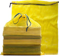 Mesh Firewood Bags 22"×24" Crawfish Sacks, Firewood Bags for Selling, Onion Bag Storage Potato Sacks Mesh Wood Bag Bulk, Yellow (Pack of 10)