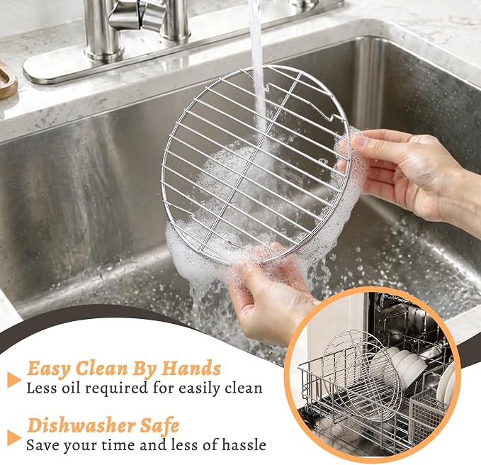 P&P CHEF Round Cooking Rack, Cooling Rack for Steamer, 7.5+9+10.5”, Silver | 3 Pack Stainless Steel Baking Rack for Grilling Roasting, Fits Air Fryer, Canning Pot, Oven & Dishwasher Safe, Non-toxic