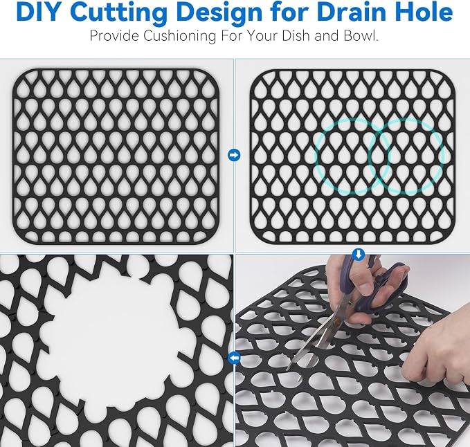 Silicone Sink Mat 2PCS TOOVEM Sink Protectors for Kitchen Sink Mats | 13.58 x 11.6 inch Silicone Sink Mat 2PCS Cistern Protectors for Kitchen Sink for Bottom of Stainless Steel Porcelain