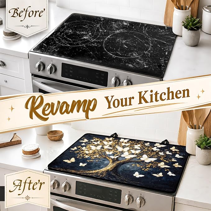 Stove Top Covers with A Non-slip Rubber Coating | protect Your Stove from Scratches, Extend Countertop Space, and Add A Classic Kitchen Touch
