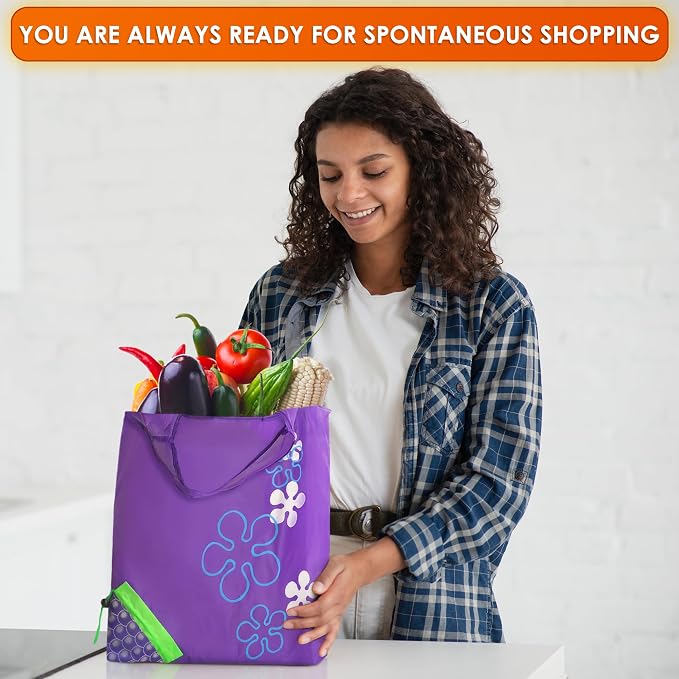 5 Pcs Reusable Grocery Fruit Bags, 15"x15", Washable Tote Bag (5 Colors) | Micro Tote Bag; Polyester Fabric; Wrist Strap, Fruit Shape Design; for Grocery Shopping, Beach Trips, Work, Picnics, and More