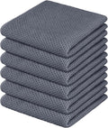 Nialnant 6 Pack Kitchen Towels,Large 100% Cotton Kitchen Hand Towels,Dish Towels for Drying Dishes 13x28 Inches,Dark Gray