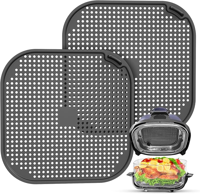2 PCS Silicone Splatter Shield for Ninja Crispi Replacement Parts,Black | Helps Block Oil Splashes, Reusable, Flexible, Heat Resistant,Easy To Clean,Prevents Stubborn Grease Stains