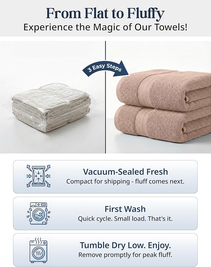 LANE LINEN Bath Towel Set Quick Dry 100% Cotton 6 Piece Soft - Taupe | Cotton Bath Towels - Classic Terry Weave, Densely Woven, Coordinated Colors, Dobby Border Accent, OEKO-TEX Certified