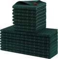 Homaxy Kitchen Towels and Dishcloths Set, Set of 16, Blackish Green | Bulk Cotton Terry Kitchen Towels, Checkered Designed, Soft and Super Absorbent Dish Towels, 12 x 12 and 13 x 28 Inches