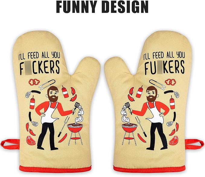 Miracu Funny Oven Mitts, Presents for Chefs, Cooking Gadgets, BBQ Oven Mitt | Unique Gifts for Cooks Dad Brother Him, Manly Christmas Housewarming Grilling Kitchen Culinary Chef Gifts for Men Who Cook