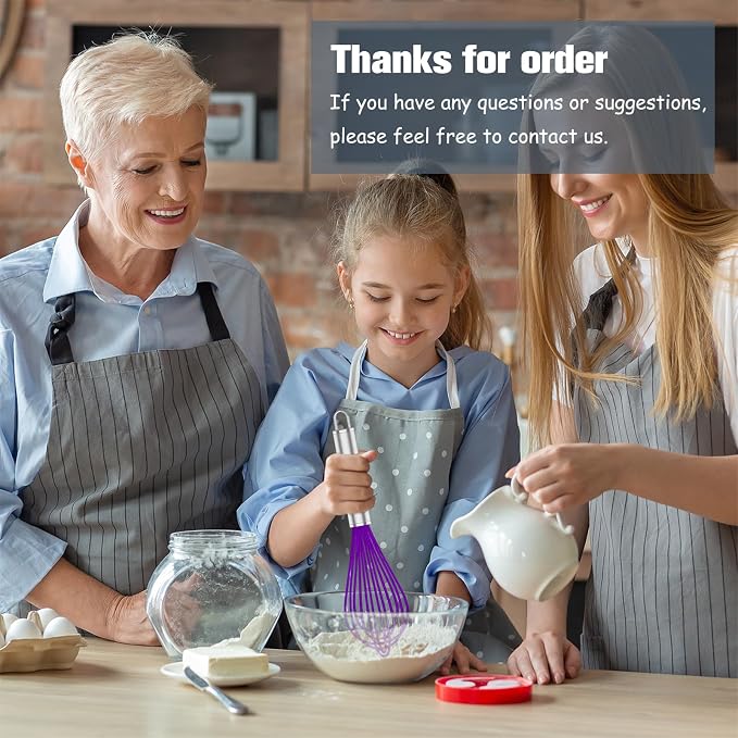 OYV Purple Silicone Whisk Set of 3, 8/10/12 Inch, Non-Scratch | Nonstick-Safe, BPA-Free Silicone, Heat Resistant Up to 480°F, Stainless Steel Core, Dishwasher Safe, Easy to Clean