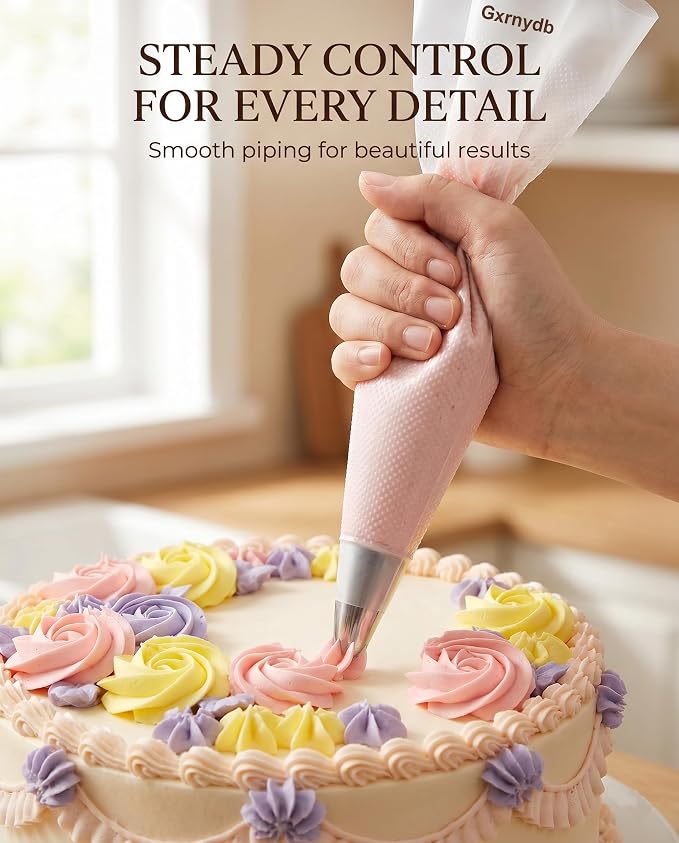 100 Pcs 12 Inch Piping Bags Disposable, Thickened Anti-Burst Pastry Bags for Thick Icing, Non-Slip Cake Decorating Bags for Cookies, Cupcakes and Royal Icing - Food Grade & BPA Free