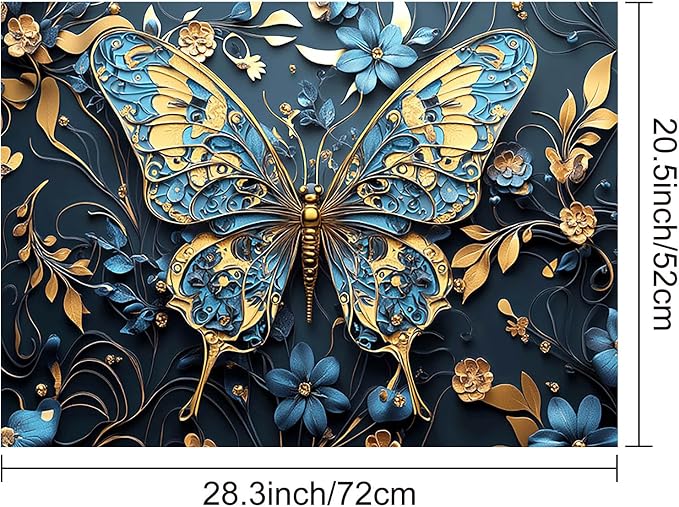 HOMETITUTE Blue Gold Butterfly Stove Top Cover 28x20 Diatomite Mat
