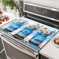 HOMETITUTE Summer Stove Top Covers for Electric Stove 28x20 Inches Coastal Mason Jar Floral Heat Resistant Glass Cooktop Protector Pad Decorative Stovetop Cover for Kitchen Coffee Bar Decor