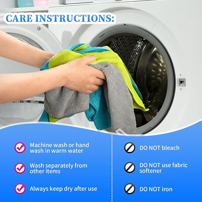 Shop Towels-200 Pack, Multi-Functional Shop Rags, 12 x 16 in Microfiber Cleaning Cloth, Highly Absorbent Cleaning Rags, Cleaning Towels for Car Kitchen Home Office