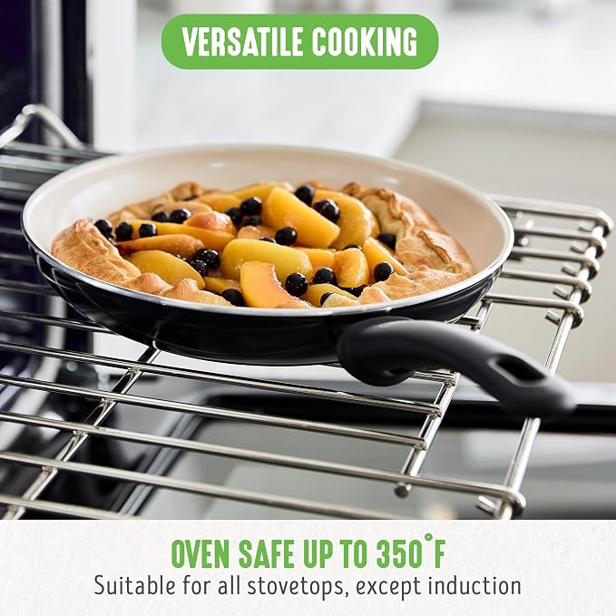 GreenLife 2 Piece (7” & 10”) Ceramic Nonstick Frying Pan Set, Black & Cream | PFAS-Free Nonstick Coating, Family Skillet Set, Egg Pan, Omelet Pan, Stay-Cool Handles, Dishwasher & Oven Safe up to 350F