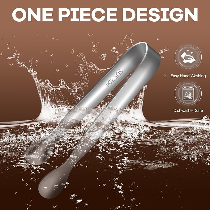 HOTEC 12Pcs Mini Silver Tongs for Serving, 4.3" Small tongs Stainless Steel Sugar Tongs for Coffee Bar, Tea Party, Appetizers, Desserts, Buffet and Ice Bucket Food-Grade & Dishwasher Safe