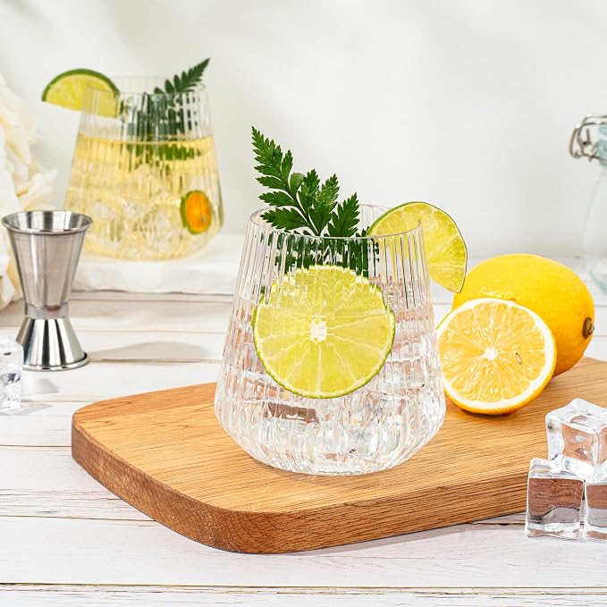 BESTSTAR 72 Pcs 12oz Plastic Clear Ribbed Wine Glasses,Origami Ripple Glass | Disposable Champagne Glasses Elegant Whiskey Glasses Ideal for Weddings, Bars, Christmas, Halloween, Pool Party, Daily Use