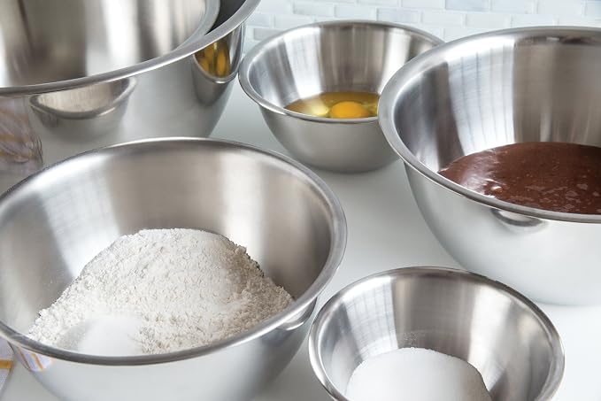Fox Run 6-Piece Nesting Stainless Steel Polished Mixing Bowls Set | 0.5, 1.25, 2.75, 4.25, 6.25 and 10.75 Quart Mixing Bowl Set | Nesting Bowls For Easy Storage | Durable Stainless Steel Bowls