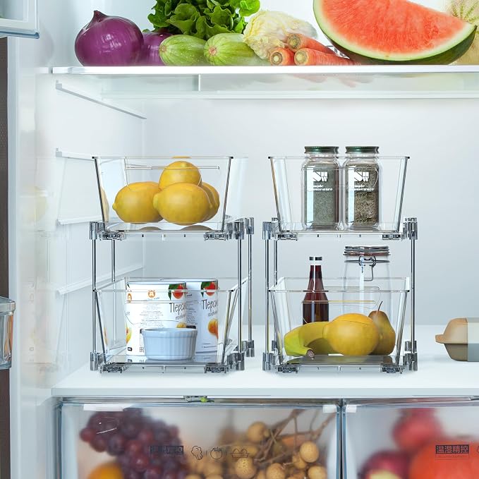 Simple Houseware 2Pcs 2-Tier Slim Drawer Cabinet Pull-Out Organizer, Clear