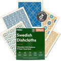 Swedish Dishcloths for Kitchen | 5 Pack Japanese Reusable Paper Towels Washable | Swedish Dish Towels | Non-Scratch Cellulose Sponge Cloths | No Odor, Biodegradable Cleaning Cloths