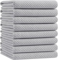 Homaxy 100% Cotton Oversized Waffle Weave Kitchen Towels 8-Pack, Light Gray | 20 x 28 Inches, Ultra Soft Absorbent Dish Towels, Quick Drying Large Cleaning Towels