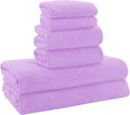 MOONQUEEN Ultra Soft Towel Set-Quick Drying - 2 Bath Towels 2 Hand Towels 2 Washcloths-Microfiber Coral Velvet Highly Absorbent Towel for Bath Fitness,Bathroom,Sports,Yoga, Travel(Purple, 6 Pcs)