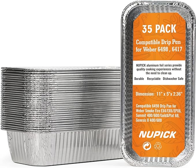 NUPICK 35 Pack Drip Pan Compatible for Weber SmokeFire EX4 / EX6 / EPX6 | Genesis II 400/600, Summit 400/600 Series Grills, Fit for Weber 36” & 28” Griddle, 11.4" x 2.9" x 4.75"