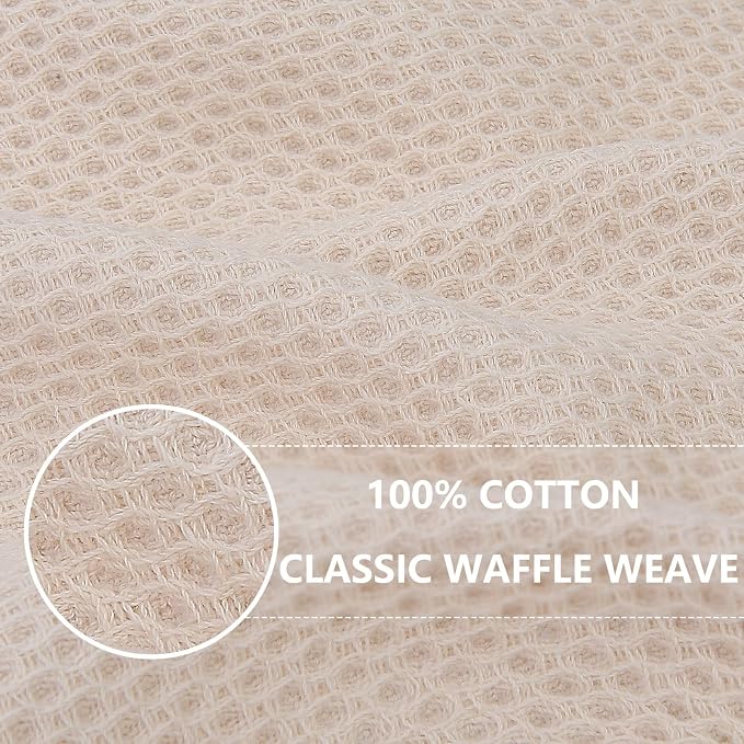 Homaxy 100% Cotton Oversized Waffle Weave Kitchen Towels 6-Pack, Beige | 20 x 28 Inches, Ultra Soft Absorbent Dish Towels, Quick Drying Large Cleaning Towels