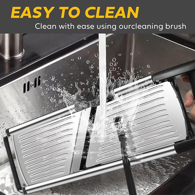 Mandoline Slicer for Kitchen, Stainless Steel adjustable Mandoline slicer | Non-Slip Mandolin with 4 Blades,Vegetable & Fruit Slicer for Potato,Tomato,onion,cucumber,with Cut-Resistant Gloves,Brush