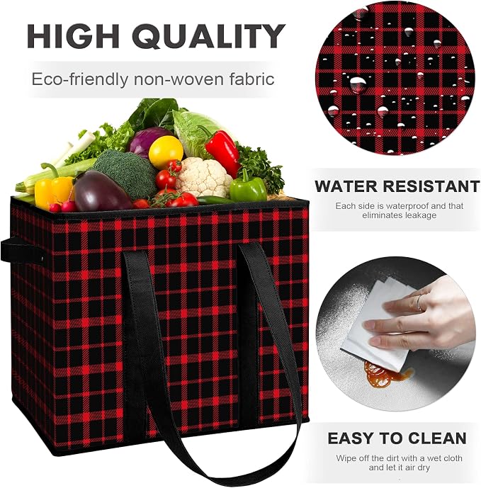 Reusable Grocery Bags 2 Pack, Foldable & Water Resistant Shopping Bags | Large Grocery Tote Bag Water Resistant Shopping Bags Foldable Grocery Bag for Clothes,Shoes and Picnic