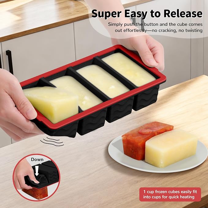 3-Pack Silicone Freezer Trays with Lid, Soup Freezer Container Molds | 2 Large 2-Cup, 4 Medium 1-Cup, 6 Small 1/2-Cup, BPA Free, Ice Cube Tray for Soup, Stews, Sauces, Meal Prep, Broth, Leftovers