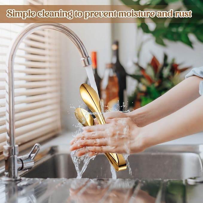 2 Pack Polished Stainless Steel Serving Tongs 9 and 12 Inch Metal Food Gold Tong for Buffet Salad BBQ Grilling Heavy Duty Kitchen Utensils for Cooking Catering Wedding Party