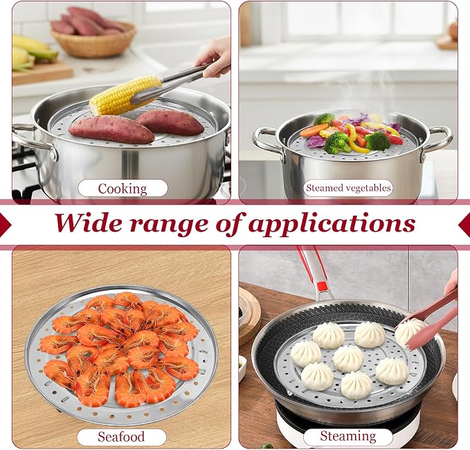 Steamer Rack for Pots, 11.8 inch 304 Stainless Steel Steamer Insert for Pot with Removable Legs, Steaming Rack for Vegetables, Dumplings, Tamales, Seafood