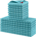Homaxy Kitchen Towels and Dishcloths Set, Set of 16, Lake Blue | Bulk Cotton Terry Kitchen Towels, Checkered Designed, Soft and Super Absorbent Dish Towels, 12 x 12 and 13 x 28 Inches
