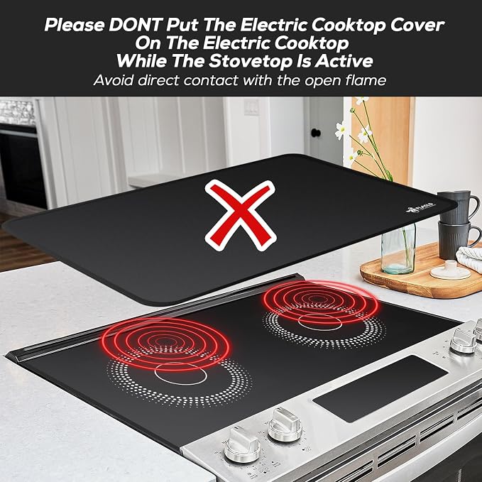 FLASLD Stove Top Covers - Glass Top & Ceramic Cooktop Protectors, Full Covers for Electric Stovetop, Black-2132 inch