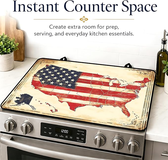 Stove Top Covers with A Non-slip Rubber Coating | protect Your Stove from Scratches, Extend Countertop Space, and Add A Classic Kitchen Touch