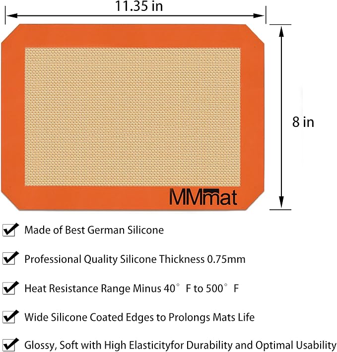 Best German Silicone Baking Mat - 2 Quarter Sheets Baking Mat | Non Slip Silicone Baking Sheet, Non Stick Reusable, BPA Free, PFOA Free, Non-toxic, Dishwasher Safe