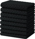 Homaxy 100% Cotton Terry Kitchen Towels(15" x 25", 8 Pack), Black | Soft and Super Absorbent Dish Towels, 380 GSM Reusable Tea Towel with Hanging Loop, Pineapple Grid Designed
