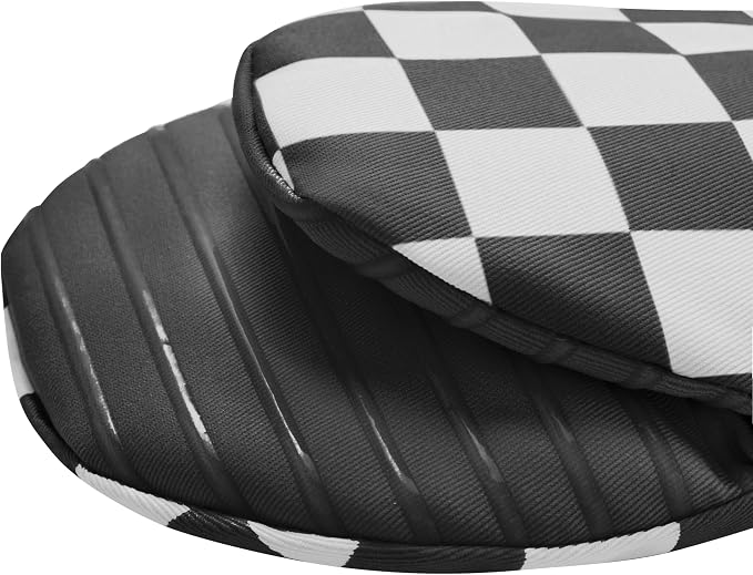Ohocut Checkered Mini Oven Mitts Heat Resistant, Vintage Retro Black and White Checkerboard Mini Silicone Oven Mitts Cute, Non-Slip Small Short Kitchen Oven Gloves Set of 2