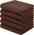Homaxy 100% Cotton Waffle Weave Kitchen Towels, 5-Pack, Coffee | 13 x 28 Inches, Ultra Soft Absorbent Dish Towels, Quick Drying Cleaning Towels