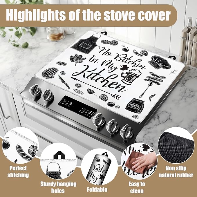 Kitchen Stove Top Covers for Electric Stove, Electric Gas Stove Pad Heat Resistant Range Cooktop Protector for Home Decor Kitchen 28"x20"