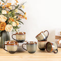 theterra Ceramic Coffee Mugs Set of 6, 12 oz Coffee Cups with Handle | Handmade, Suitable for Latte, Tea, Milk, Beer & Hot Cocoa, Mocha Brown