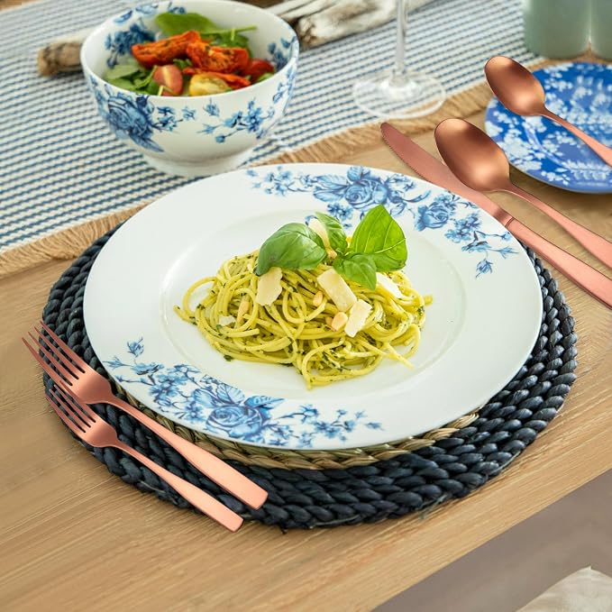 Rose Gold Silverware Matte Stainless Steel Flatware Utensils Set Service for 6 Modern Cutlery Eating Utensils include Forks Spoons Knives for Kitchen Home Restuarant