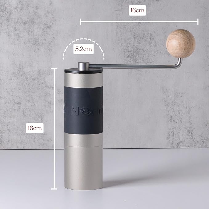 【Sliver】KINGrinder K2 Manual Coffee Grinder Straight Handle Stainless Burr | Supports grind settings for various brewing methods such as pour-over and espresso