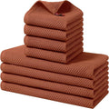 Homaxy 8 Pack 100% Cotton Kitchen Towels and Dishcloths Set, Rust | 12 x 12 Inches and 13 x 28 Inches Kitchen Towels Set, Ultra Soft Absorbent Dish Cloths for Washing Dishes