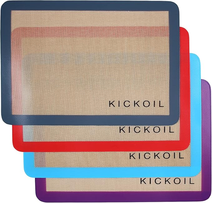 Silicone Baking Mats Set of 4, Non-Stick Reusable BPA-Free Oven Liners) | Non Slip Silicone Baking Sheet for Cookies, Macarons, Bread and Pastry, Dishwasher Safe, 16.5'' x 11.6''(Half)