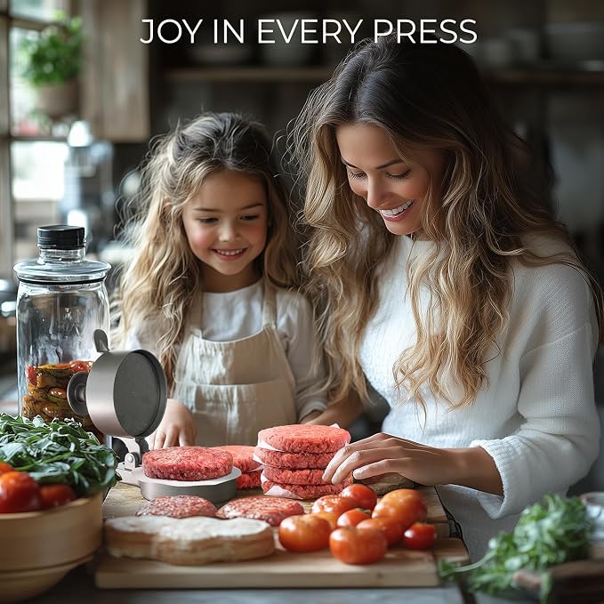 Shop Square Burger Press Patty Maker – Adjustable Thickness (1/4 lb to 3/4 lb) with Ejector – Non-Stick, for Burgers, Crab Cakes & Sausage – Includes Patty Paper