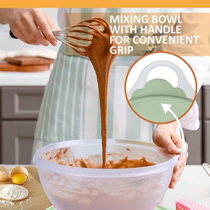 Food Storage Containers with Lids – 6Pcs Mixing Bowls with Lids Set – Leakproof Easy Pull Airtight Food Container Bowl Set for Meal Prep, On The Go, Baking – Non-BPA Microwave Safe Plastic