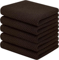 Homaxy 100% Cotton Waffle Weave Kitchen Towels, 5-Pack, Dark Brown | 13 x 28 Inches, Ultra Soft Absorbent Dish Towels, Quick Drying Cleaning Towels