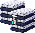 Homaxy Large Premium Cotton Kitchen Towels 16"x 28", 12 Pack, Dusty Blue | Natural Ring Spun 390 GSM Dish Towels, Super Absorbent Terry Kitchen Hand Towels, Soft Tea Towels with Hanging Loop