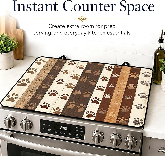Stove Top Covers with A Non-slip Rubber Coating | protect Your Stove from Scratches, Extend Countertop Space, and Add A Classic Kitchen Touch